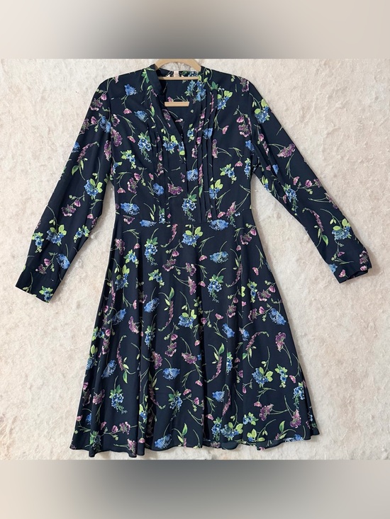 Nanette Lepore Dresses & Skirts - Nanette Lepore Navy Floral Long-Sleeve Fit & Flare Dress (SKU844)
